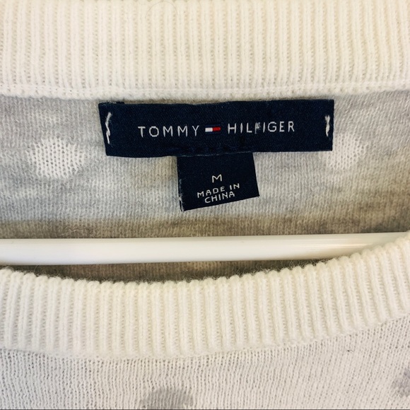 Tommy Hilfiger White Grey Polka Dot Sweater - Picture 2 of 10